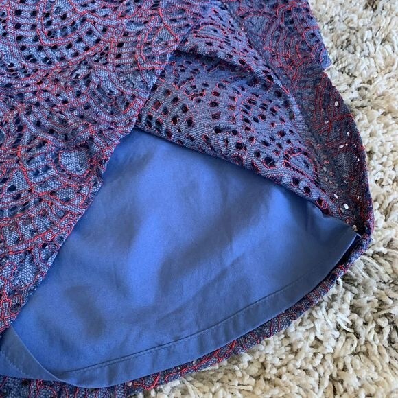 Banana Republic blue top women eyelet lace long sleeve blouse Size S business - Picture 6 of 11